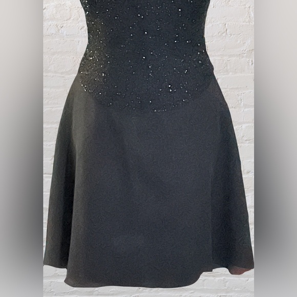 Bieff Basix VTG 100% Silk Hand Beaded Fit & Flare Cocktail Event Dress Sz 12 - Picture 3 of 7